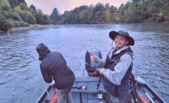 Leaping Chinook Salmon with Guide Matt