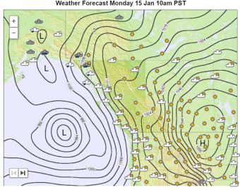 Low Presesure System moving onto the coast