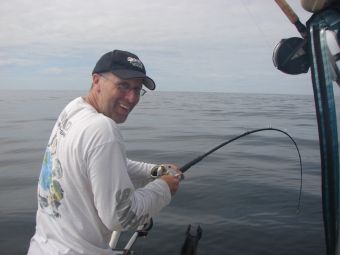 Fishing for Ucluelet Halibut with one on the line!