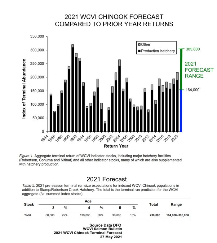 West Coast Vancouver Island Chinook Forecast 2021