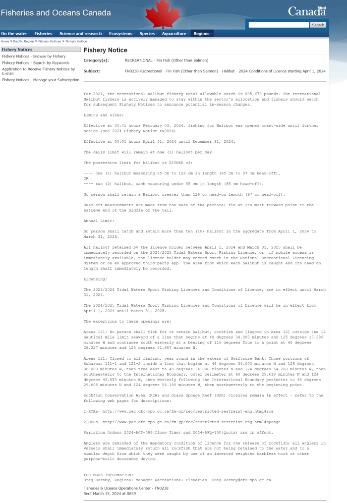 Halibut Fishing Regulations Halibut Length Weight Chart