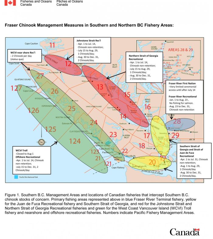 DFO 2019 Chinook Regulatons Map